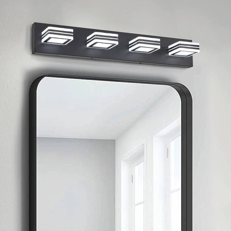 Modern 4-Light Acrylic Bathroom Vanity Lights Over Mirror