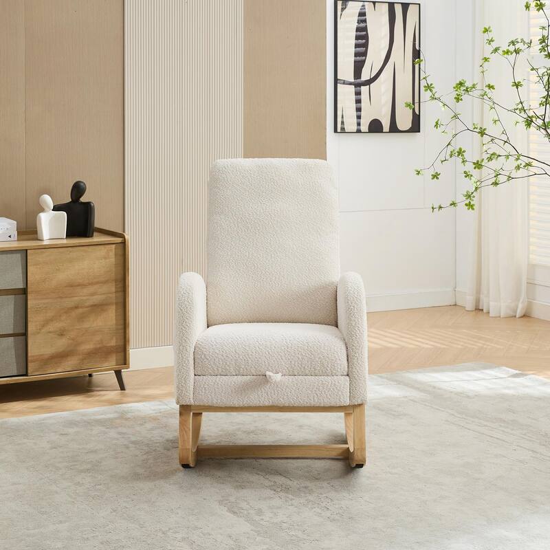 25.4" Wide Nursery Rocking Chair with Retractable Footrest & Side Pocket