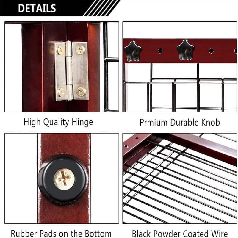 Bonnlo 4 Panels Adjustable Pine Pet Gate Coffee - N/A