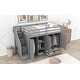 preview thumbnail 6 of 34, Functional Loft Bed with 3 Shelves, 2 Wardrobes and 2 Drawers, Gray