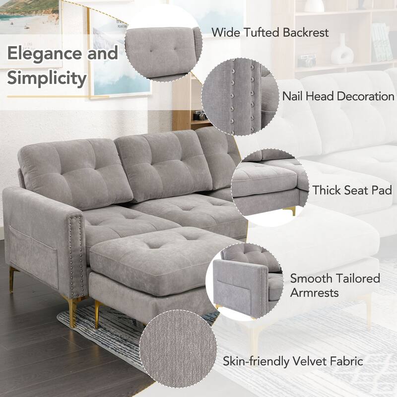 110inch L-Shape Convertible Sectional Sofa Couch