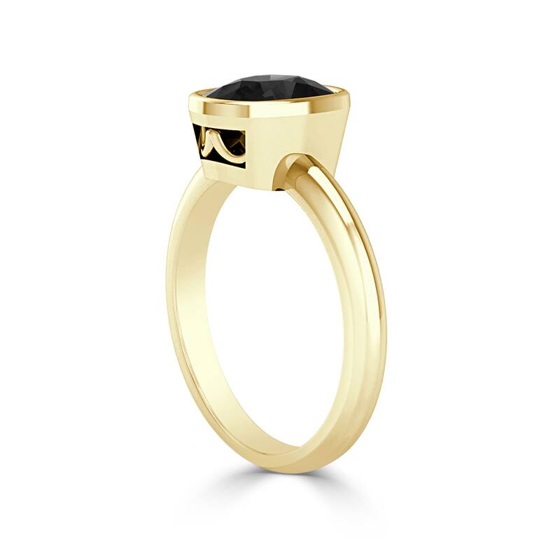 Auriya 14k Gold 2 1/4ctw Cushion-cut Black Diamond Ring Bezel-set