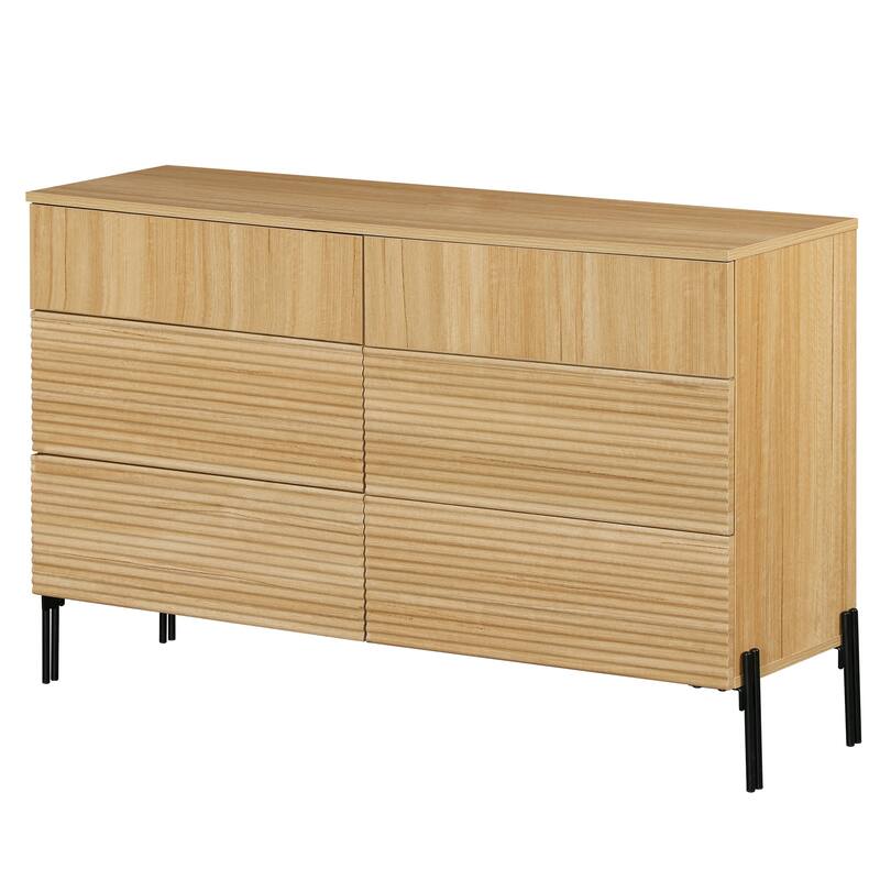 WAMPAT Fluted Dresser for Bedroom with 6 Drawers