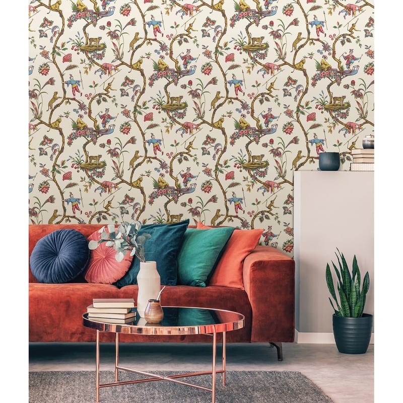 Scalamandre White Chinoise Exotique Self Adhesive Peel & Stick Wallpaper