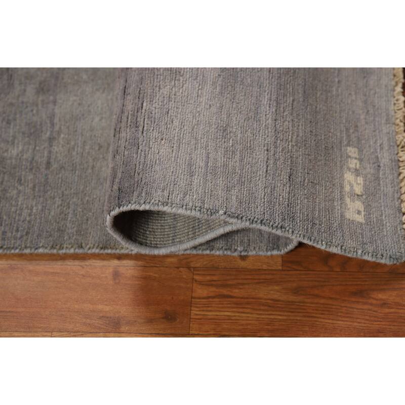 Gray Gabbeh Oriental Foyer Rug Hand-Knotted Wool Carpet - 2'7"x 3'11"