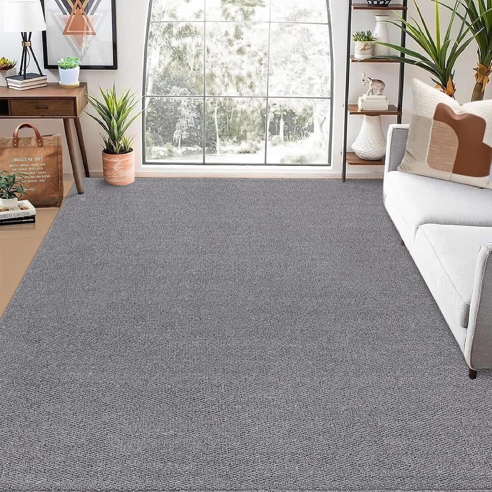 Modern Solid Textured Machine Washable Rug