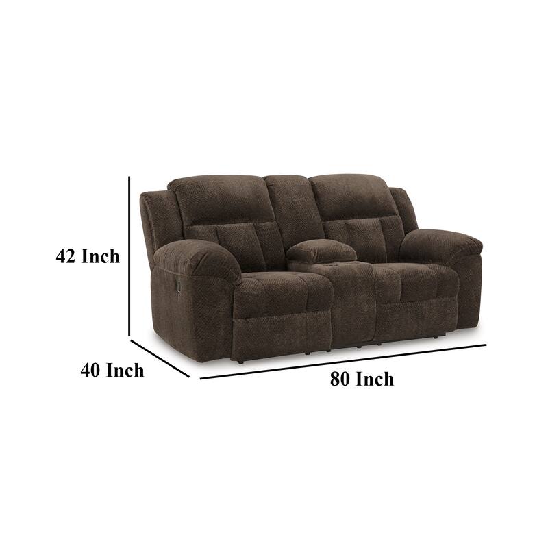 Briar Manual Double Reclining Loveseat, Brown Polyester, 80 Inch