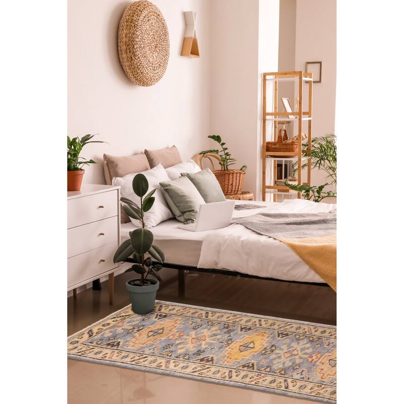 ECARPETGALLERY Hand-knotted Jules Serapi Light Denim Blue Wool Rug - 2'6 x 7'10