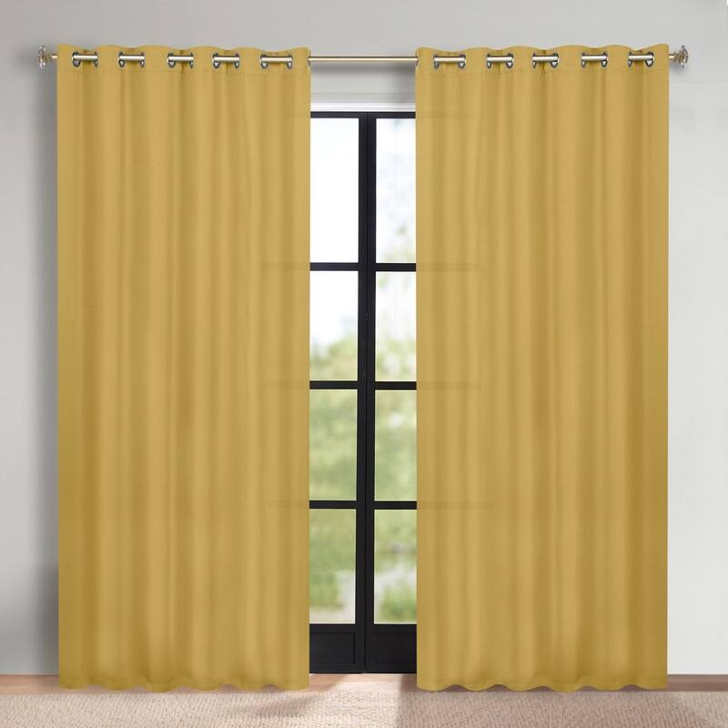 Superior Solid Machine Washable Room Darkening Grommet Blackout Curtains, Set of 2