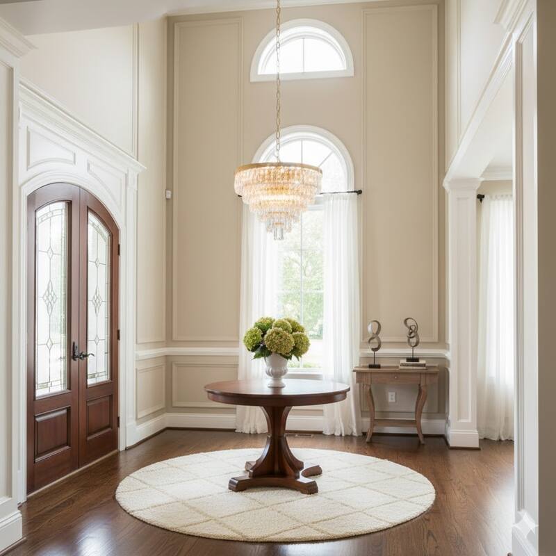 16-Light Gold Metal Chandelier With Crystals