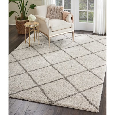 Nourison Brisbane Large Diamond Geometric Modern Shag Area Rug