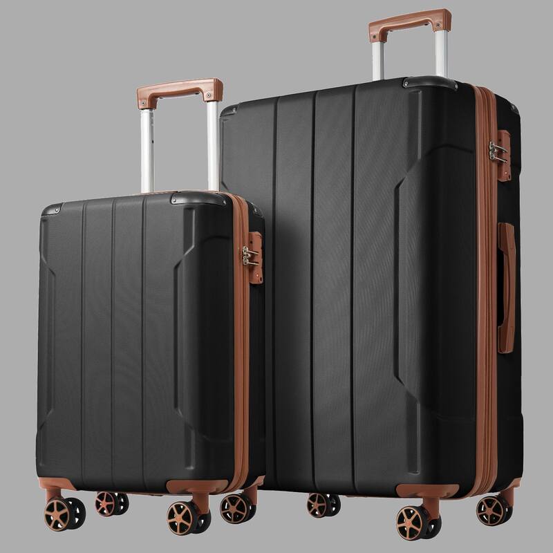 Lightweight ABS 2-Piece Luggage Set with 28" Expandable Suitcase and TSA Lock (20/28) - Black Brown