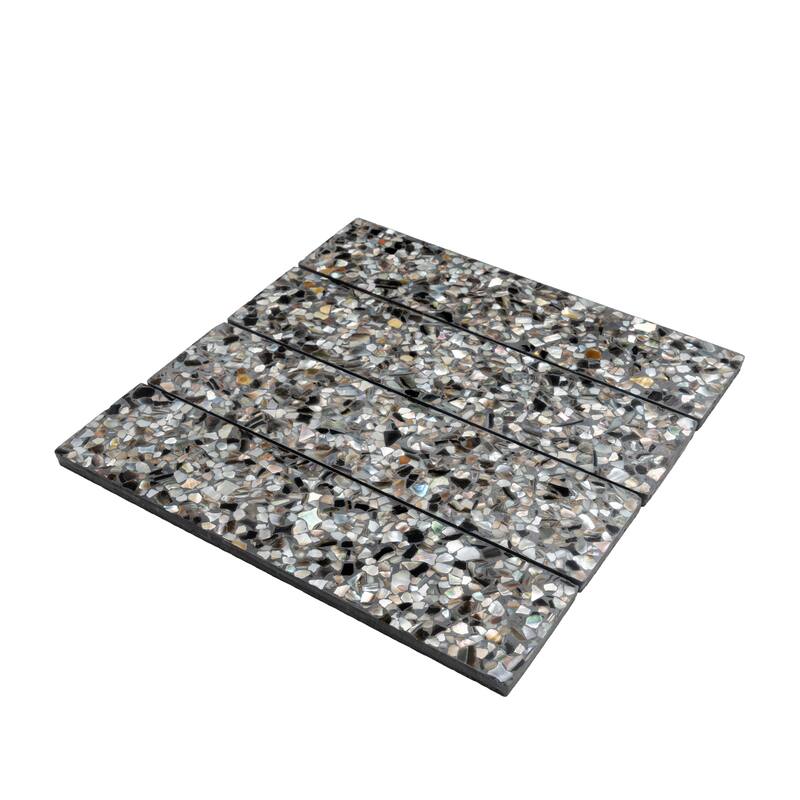 Amalfi 3x12 in. Glossy Shell, Terrazzo Elongated Subway Wall and Floor Tile (5 sq ft/case, 20-Pack)