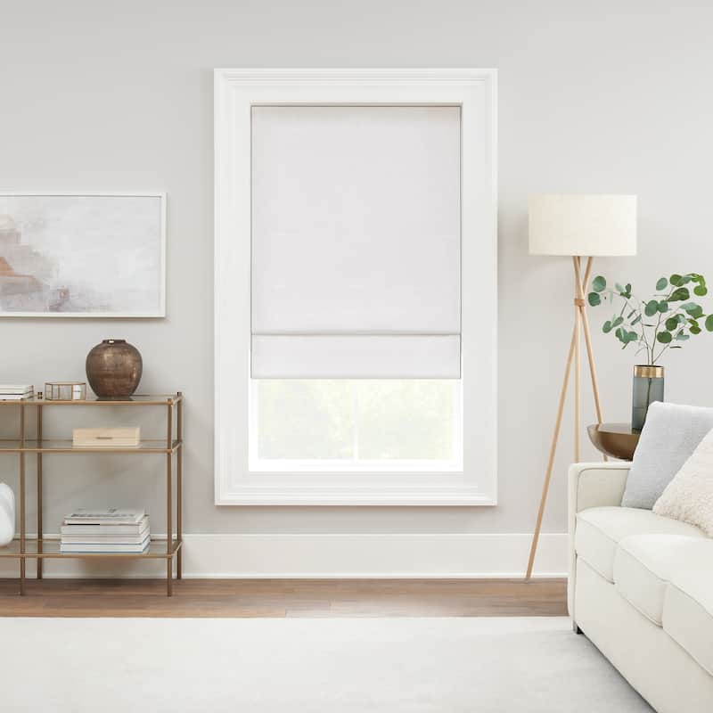 Eclipse Drew Textured Solid 100% Total Blackout Cordless Roman Shade - 23x64 - White