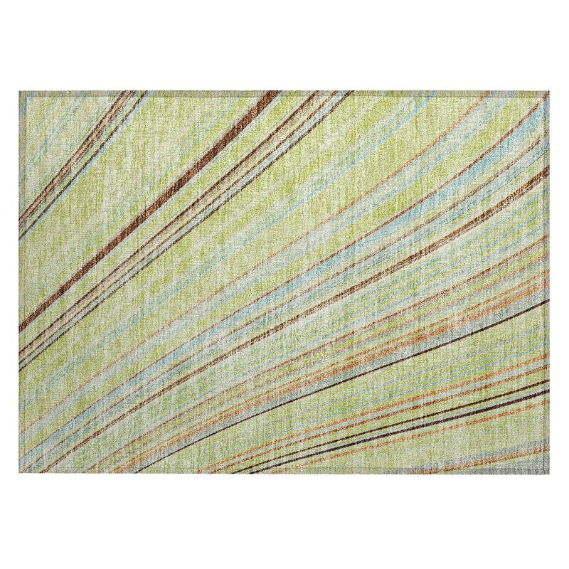 Machine Washable Indoor/ Outdoor Stripe Wave Chantille Rug