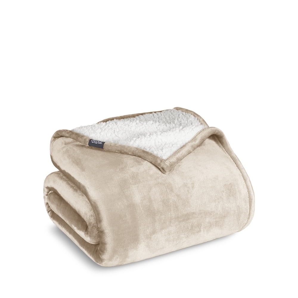 Bare Home Sherpa Fleece Blanket - Reversible Plush Bed Blanket