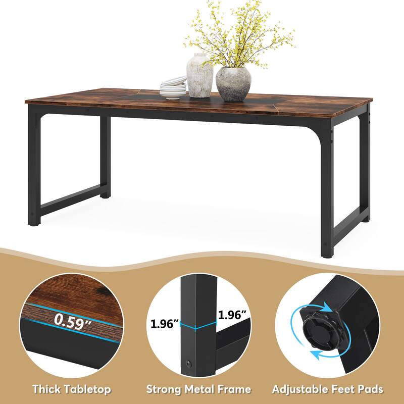 71 Inches Industrial Dining Table for 4-6 - 70.9" L x 35.4" W x 30.3" H