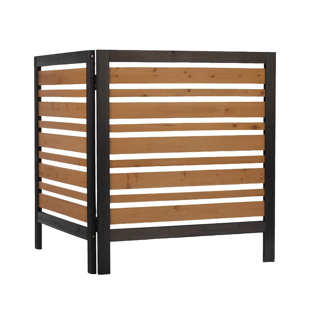 2-Panel Outdoor Air Conditioner Fence Screen, Outside Wood Privacy Fence, Backyard Garden Patio