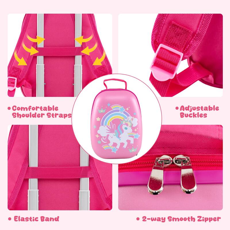 Costway 2PC Kids Carry On Luggage Set 12" Backpack and 16" Rolling - See Details