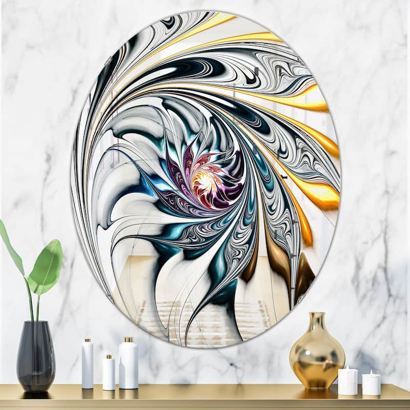Designart Modern Stained Glass Floral Art Printed Wall Mirror