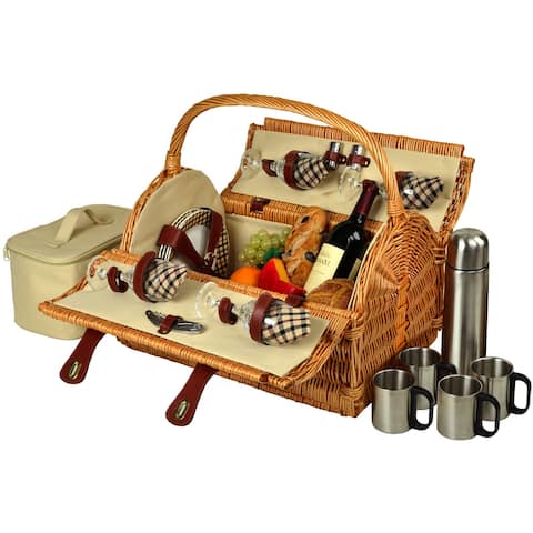 Picnic at Ascot Yorkshire Picnic Basket for 4 w/Coffee