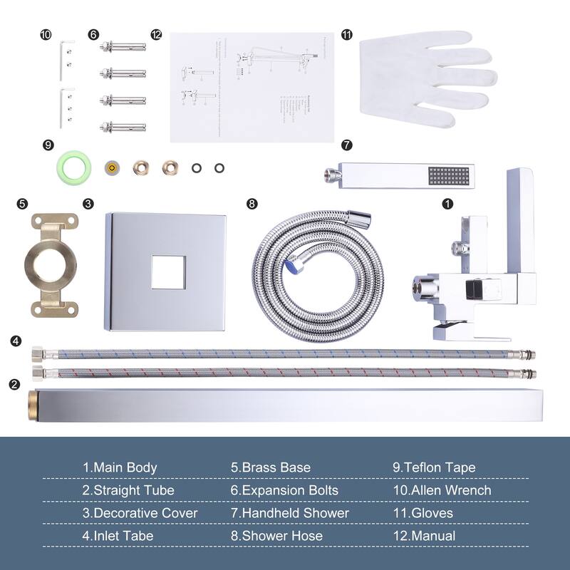 WOWOW Single Handle Freestanding Bathtub Faucet with Handheld Shower
