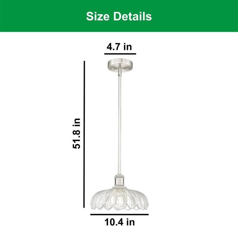 10.4” Hanging lighting brushed nicke bedroom light fixture glass, metal pendant light