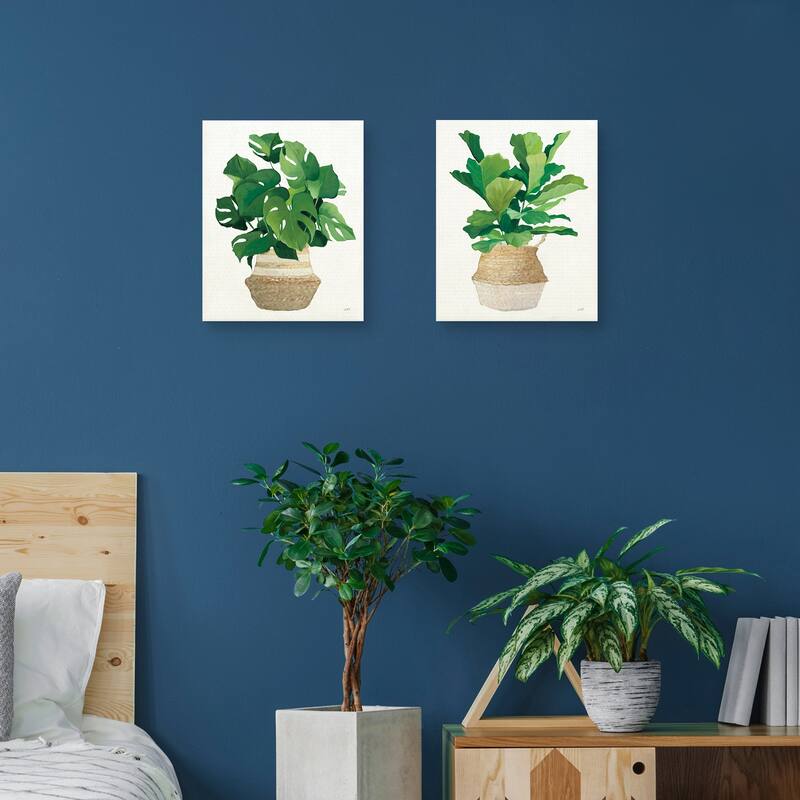 Woven Palm I, II Neutral Canvas Art Prints