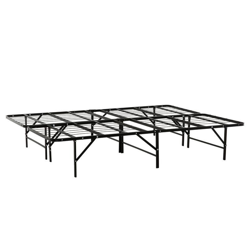 King Size Metal Platform Bed Frame with Under-Bed Storage - Black - Black