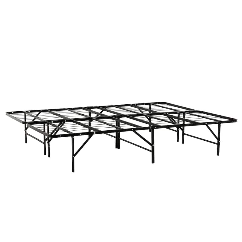 Metal Platform Bed Base - King Size Mattress Foundation Bed Frame, Black