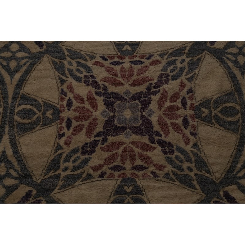 Vegetable Dye Abstract Oriental Staircase Wool Runner Rug Hand-knotted - 3'2" x 9'11"