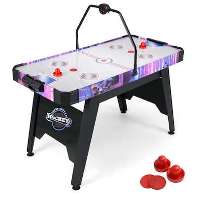 White MDF Air Hockey Table with LED Scoreboard and Fast Motor - 56" x 27" x 32" (L x W x H)