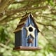 preview thumbnail 11 of 15, Glitzhome 9"H Spring Patriotic Solid Wooden Rustic Birdhouse Blue