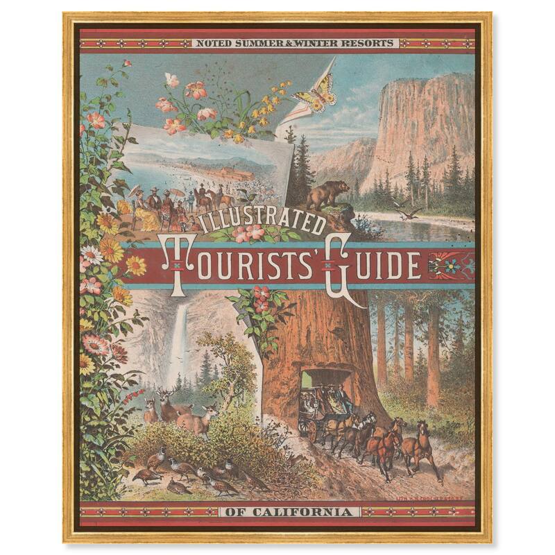 Tourists' Guide to California Canvas by Art Remedy - Gold - 30" x 36"