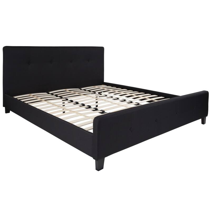 Button Tufted Upholstered Casual Style Platform Bed
