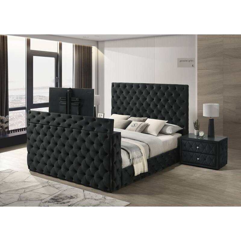 Luxurious Velvet Upholstered Nightstand with Stylish Design and Ample Storage
