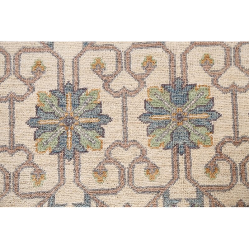 Vegetable Dye Geometric Khotan Oriental Area Rug Handmade Wool Carpet - 6'8" x 9'8"