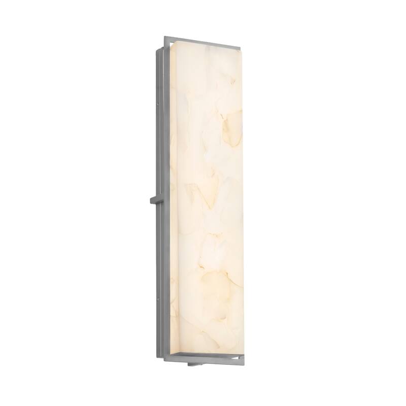 Justice Design Alabaster Rocks! Avalon 24-inch Brushed Nickel ADA LED Outdoor Wall Sconce, Alabaster Rocks Shade - Brushed Nickel