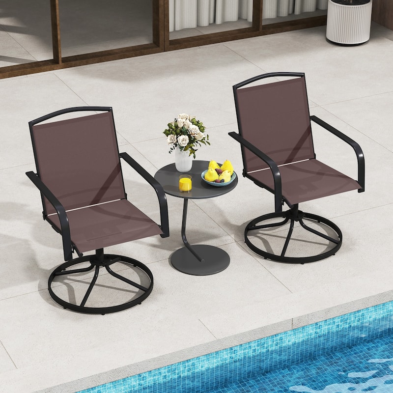 Gymax Patio Swivel Chairs Set of 4 w/ High Back & Round Metal Base for
