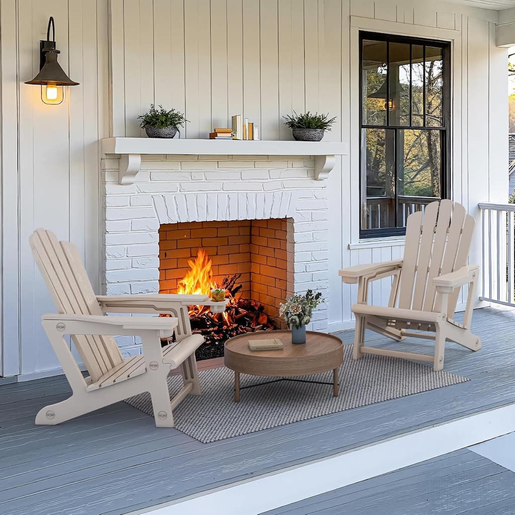 PURPLE LEAF All-Weather HDPE Adirondack Chair - Oversized Seat, Dual Cup Holders for Patio/Garden/Deck/Backyard