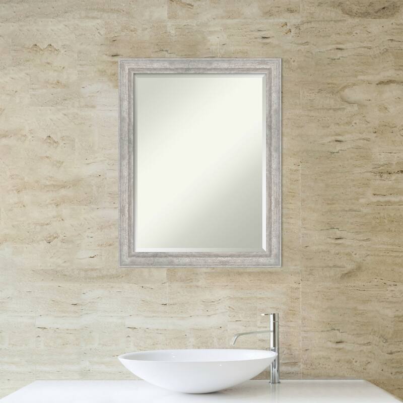 Angled Beveled Wood Framed Bathroom Vanity Wall Mirror