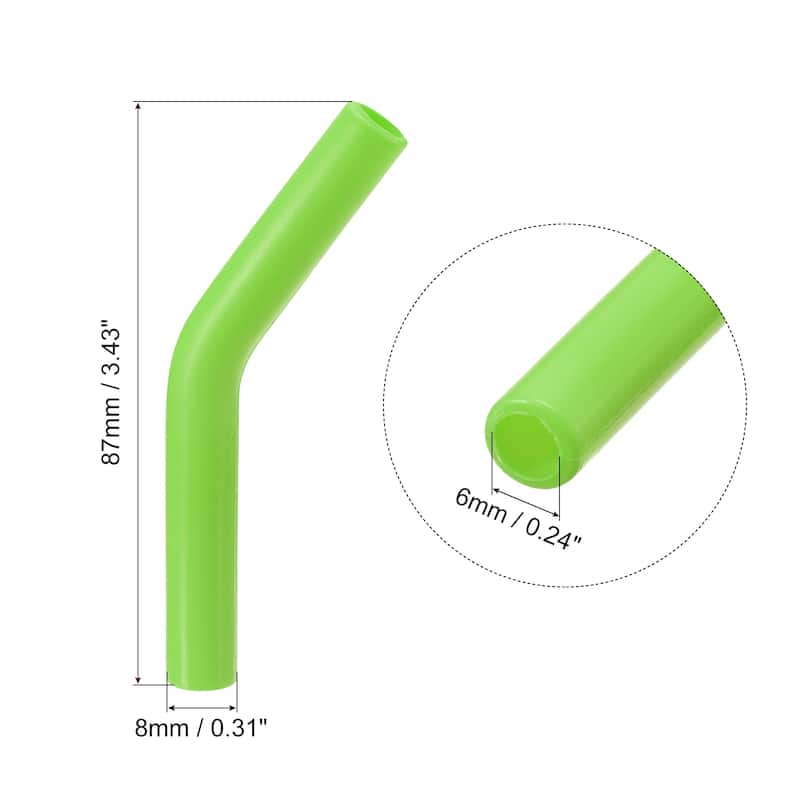 12pcs Silicone Straw Elbows Tip Fit for 6mm/0.24" OD Straws - Green - 6mm