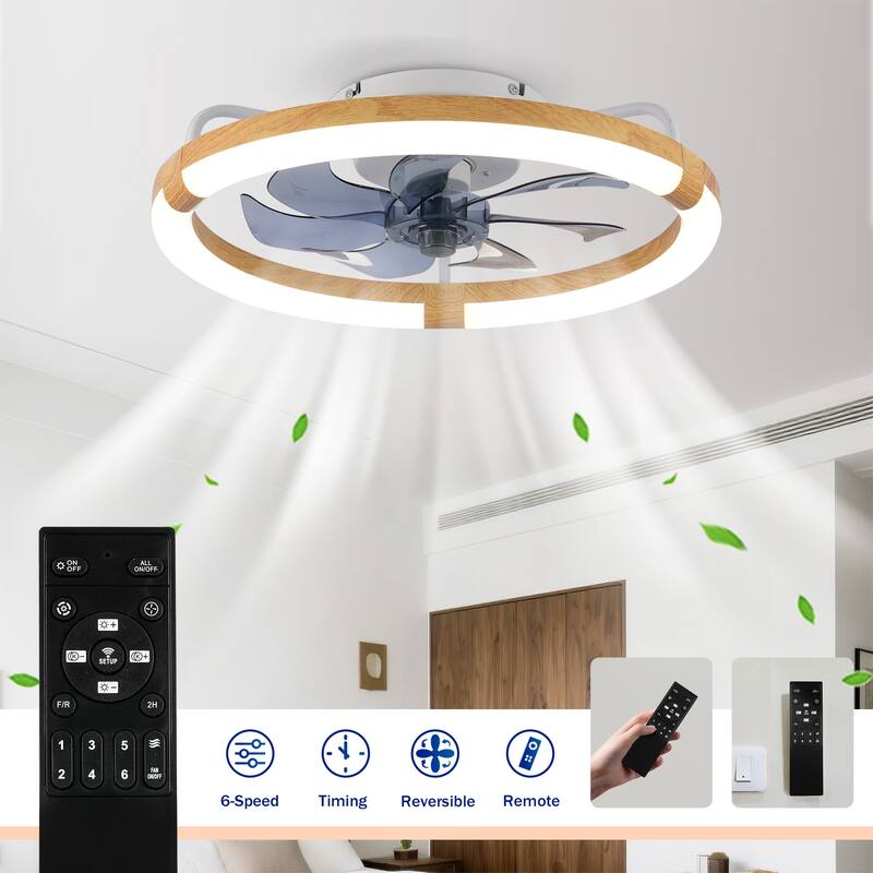 Sofucor 20 Inch Low Profile Ceiling Fan,Dimmable LED Ceiling Fans with Lights and Remote,Modern Flush Mount Fandelier Fans Light