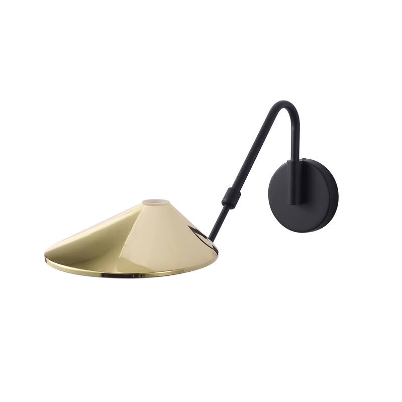 Transitional 1-Light Black And Brass LED Wall Sconce