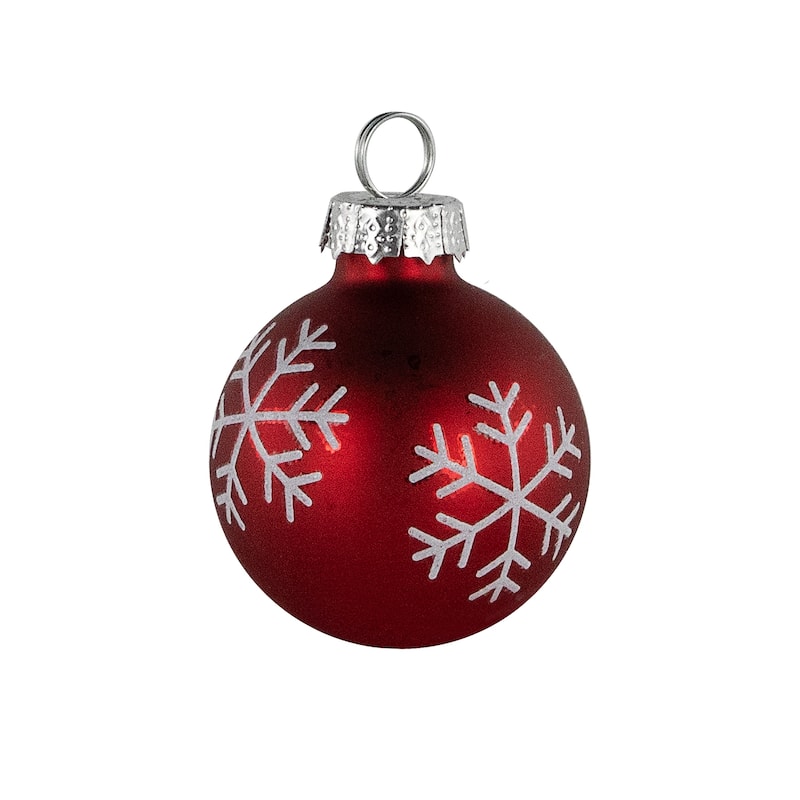 Christmas Glass Ball Ornament with Snowflake Place Card Holders - 2" - Red - Set of 6