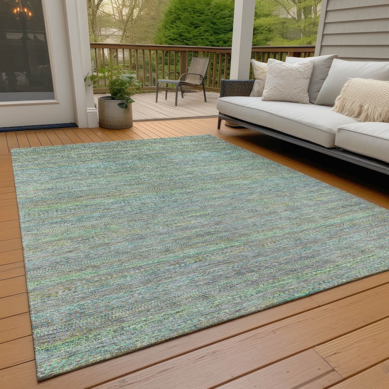Machine Washable Indoor/Outdoor Modern Stripes Chantille Rug - Pewter - 2'6" x 3'10"