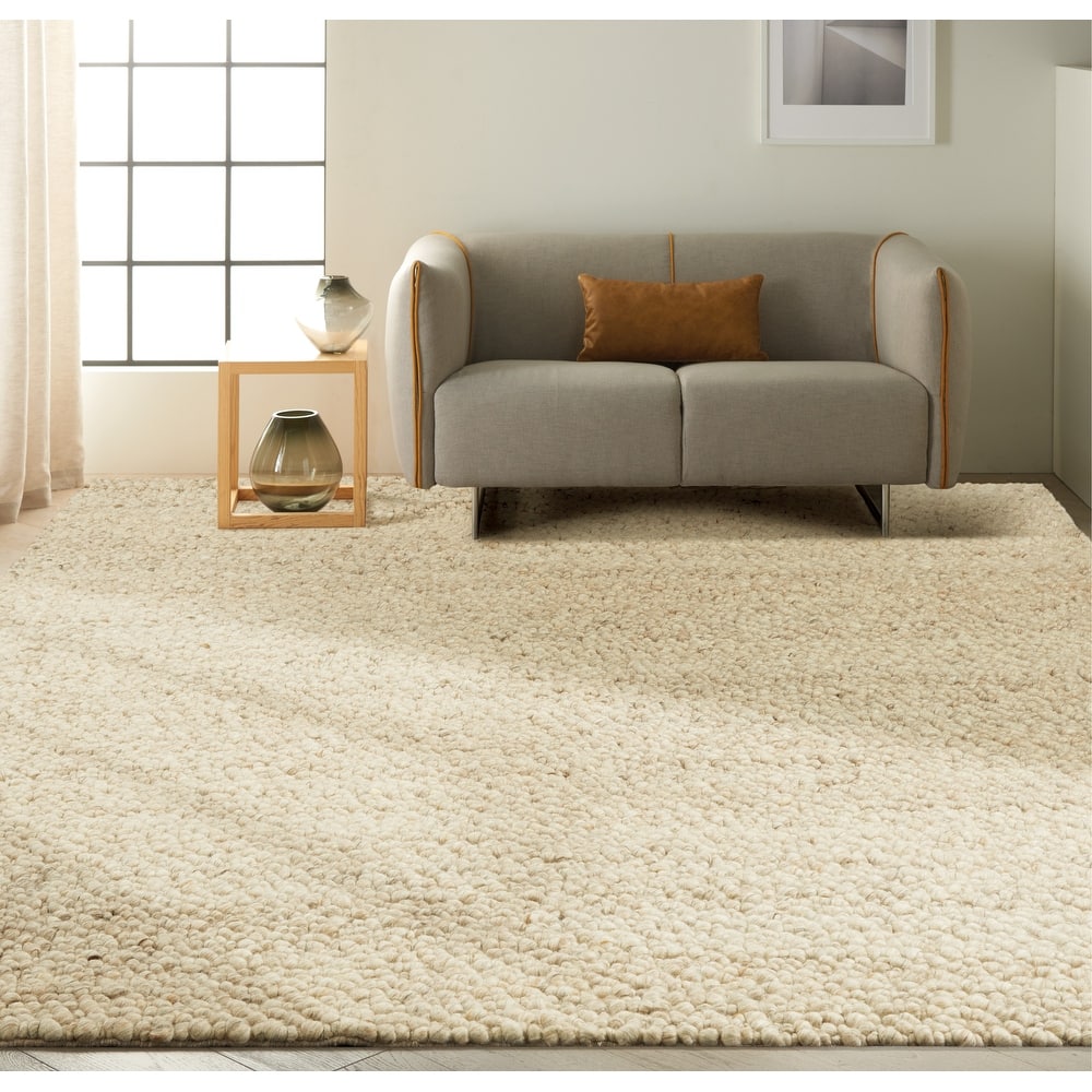 Calvin Klein Riverstone Modern Textured Loop Solid Wool Area Rug