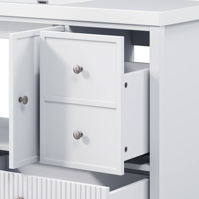 Christopher Knight Home - Modern 60-Inch Bathroom Vanity with Separate Sink and Soft-Close Storage