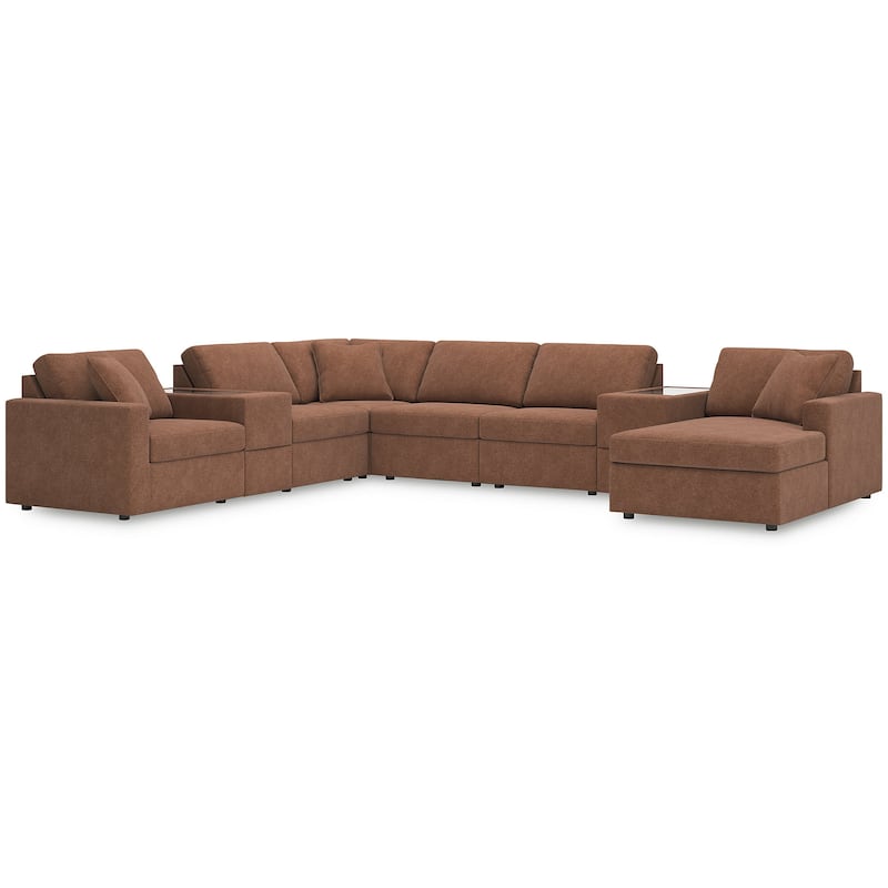 Signature Design by Ashley Modmax 8-Piece Sectional with Chaise and Storage Consoles - 157" W x 124" D x 36" H - Orange - Left Facing