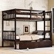 preview thumbnail 15 of 31, Twin Over Twin Rubber Wood Bunk Bed with 2 Drawers,Convertible into 2 Full Beds,Ladder and Safety Guardrails
